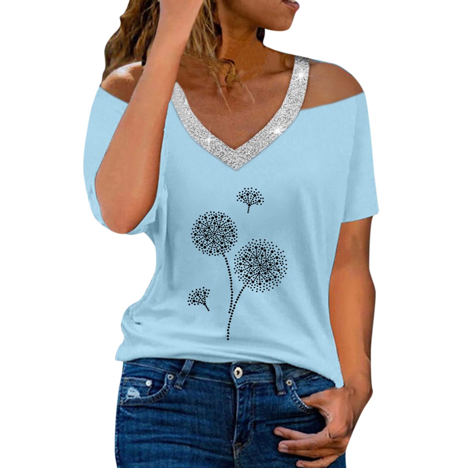 Women's Summer Tops - Sexy V-Neck Short Sleeve Dolman Blouse with Twist Front Detail | Casual & Dressy Loose Fit T-Shirt | Perfect for Office Wear, Date Night & Summer Outings