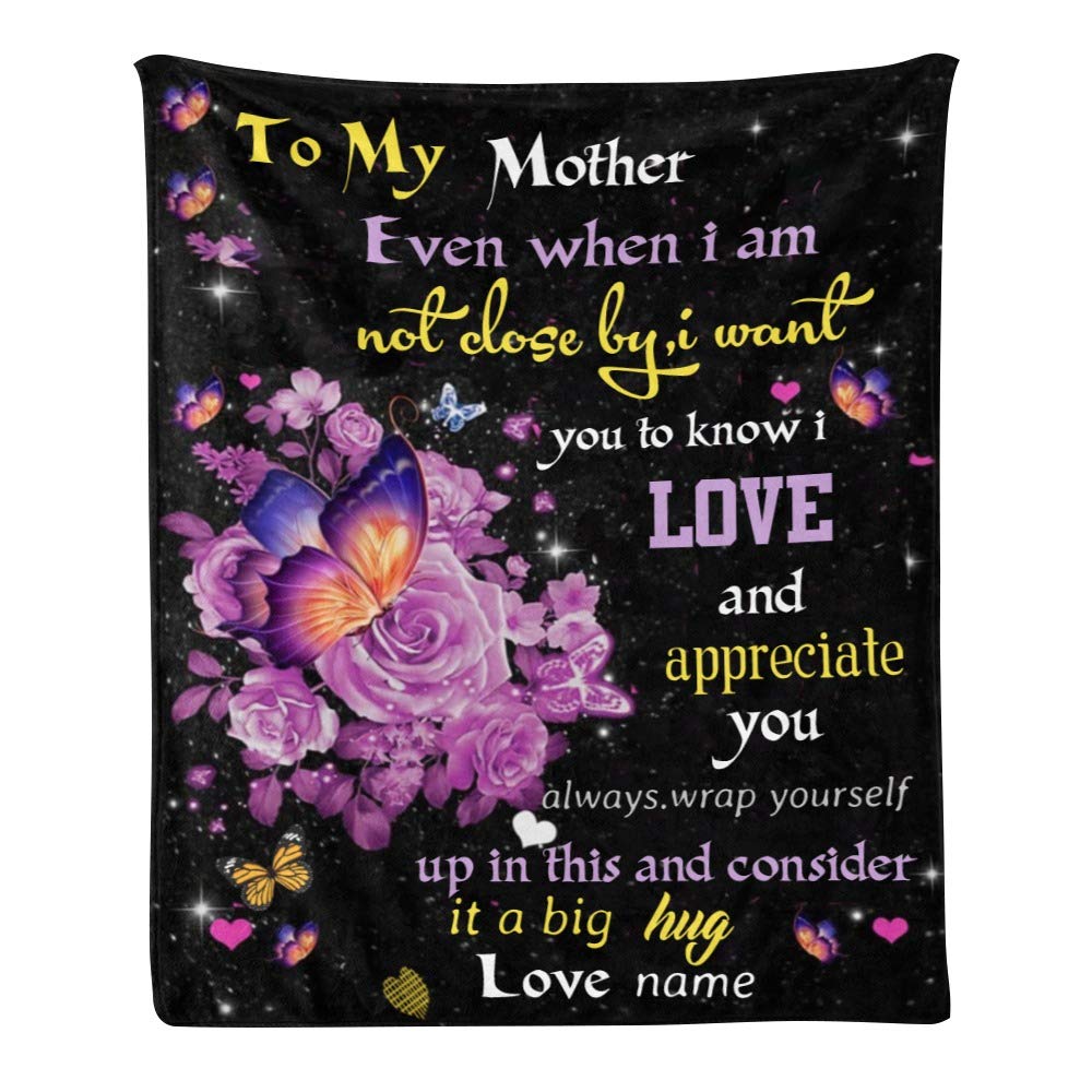 Custom Personalized Fleece Throw Blanket with Name Text - Soft 50x60 Inch Blanket for Mom, Gifts for Mother's Day, Birthday, Christmas | Cozy for Couch, Bed, Travel & Home Decor