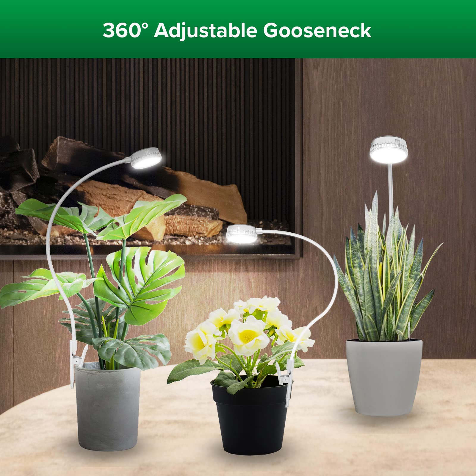 SANSI LED Grow Light for Indoor Plants - Full Spectrum Clip-On Plant Light with 4-Level Dimmable & Auto Timer (3/6/12H) - Perfect for Succulents, Herbs & Small Plants - White 5V USB Powered - Ideal for Home Gardening, Hydroponics & Indoor Plant Growth