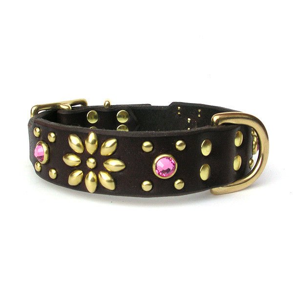 Princess Leather Dog Collar - Elegant & Durable Pet Collar for Small Dogs - Perfect for Daily Walks, Training & Fashion Accessories