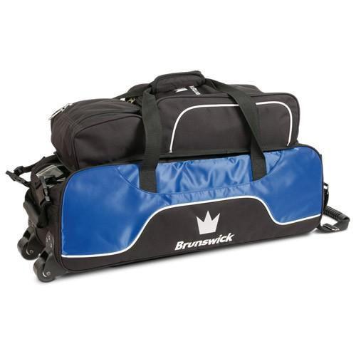 Brunswick Crown Triple Tote Plus Royal Bowling Bag - Premium 3-Ball Bowling Bag with Shoulder Strap for Men & Women - Perfect for League Play, Tournaments & Practice Sessions