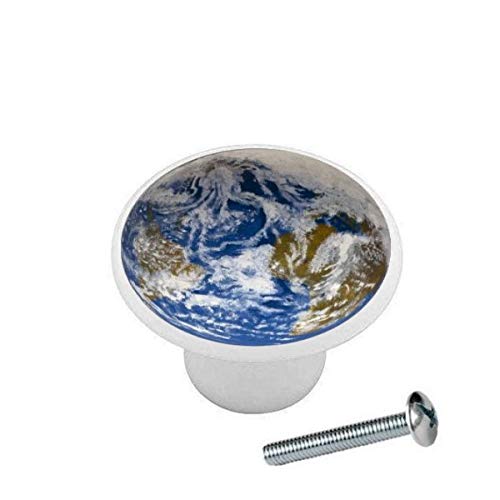 2-Pack Earth Planet Knobs - Solar System Cabinet Pulls, Glossy Ceramic Drawer Knobs for Dresser & Cupboard - Space-Themed Home Decor for Kids Room & Science Lovers