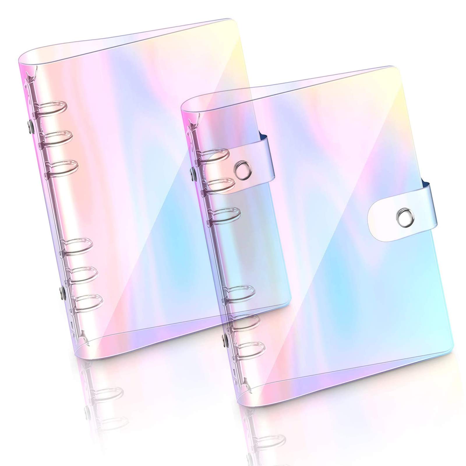2 Pack A6 Rainbow Soft PVC Notebook Cover - Refillable Loose Leaf Binder for Personal Planner, Journal, Diary & School Organizer - Perfect for Students, Office & Home Use