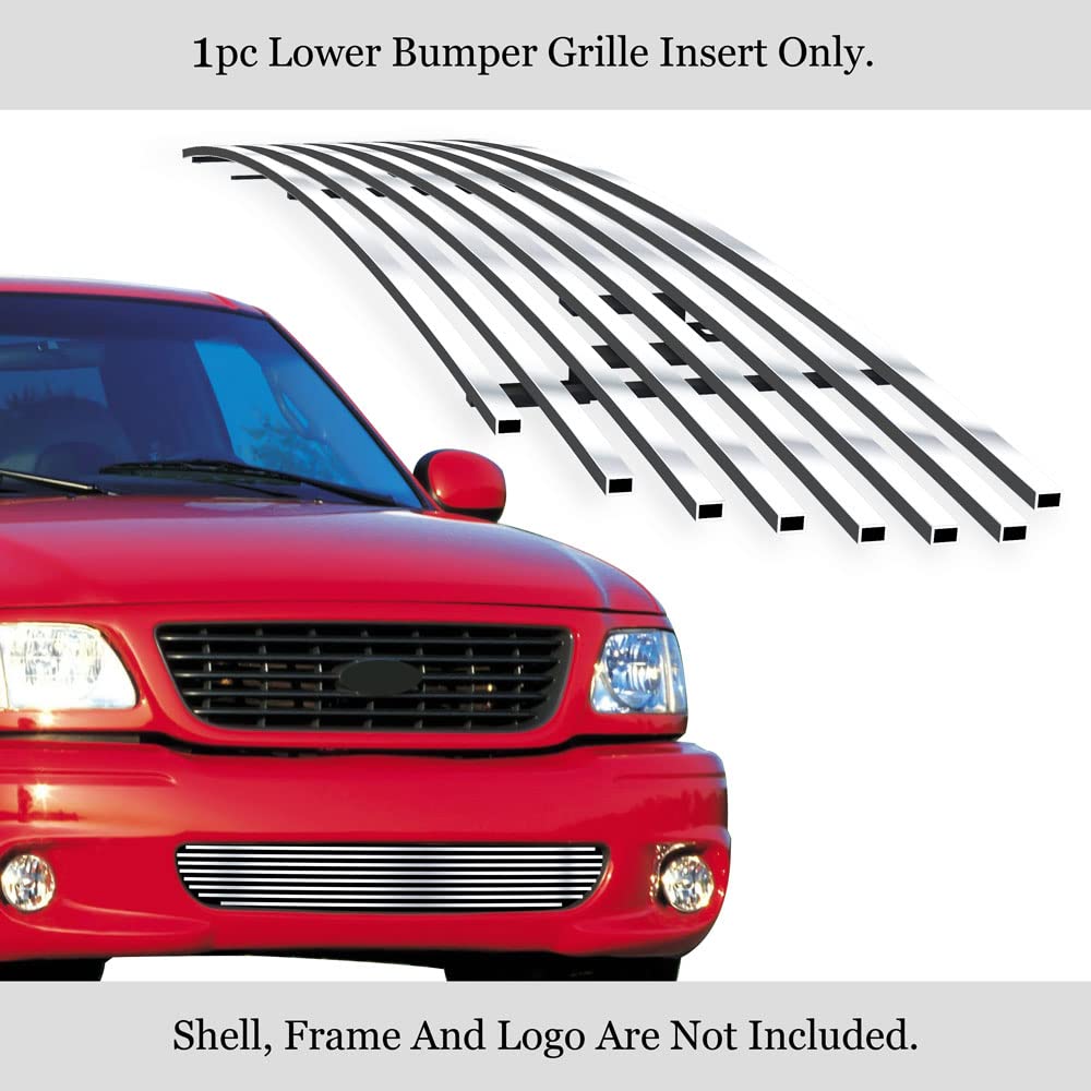 APS Compatible with Ford F-150 1999-2003 Lightning Lower Bumper Stainless Steel SS Chrome Billet Front Grill Grille Insert F85384A - Upgrade Your Truck's Style for Car Shows & Off-Road Adventures