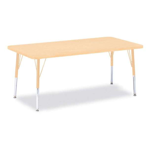 Berries® Rectangle Kids Activity Table 30x60 Inches - Adjustable Height Maple/Maple/Camel Finish - Perfect for Playroom, Classroom & Daycare Learning Activities
