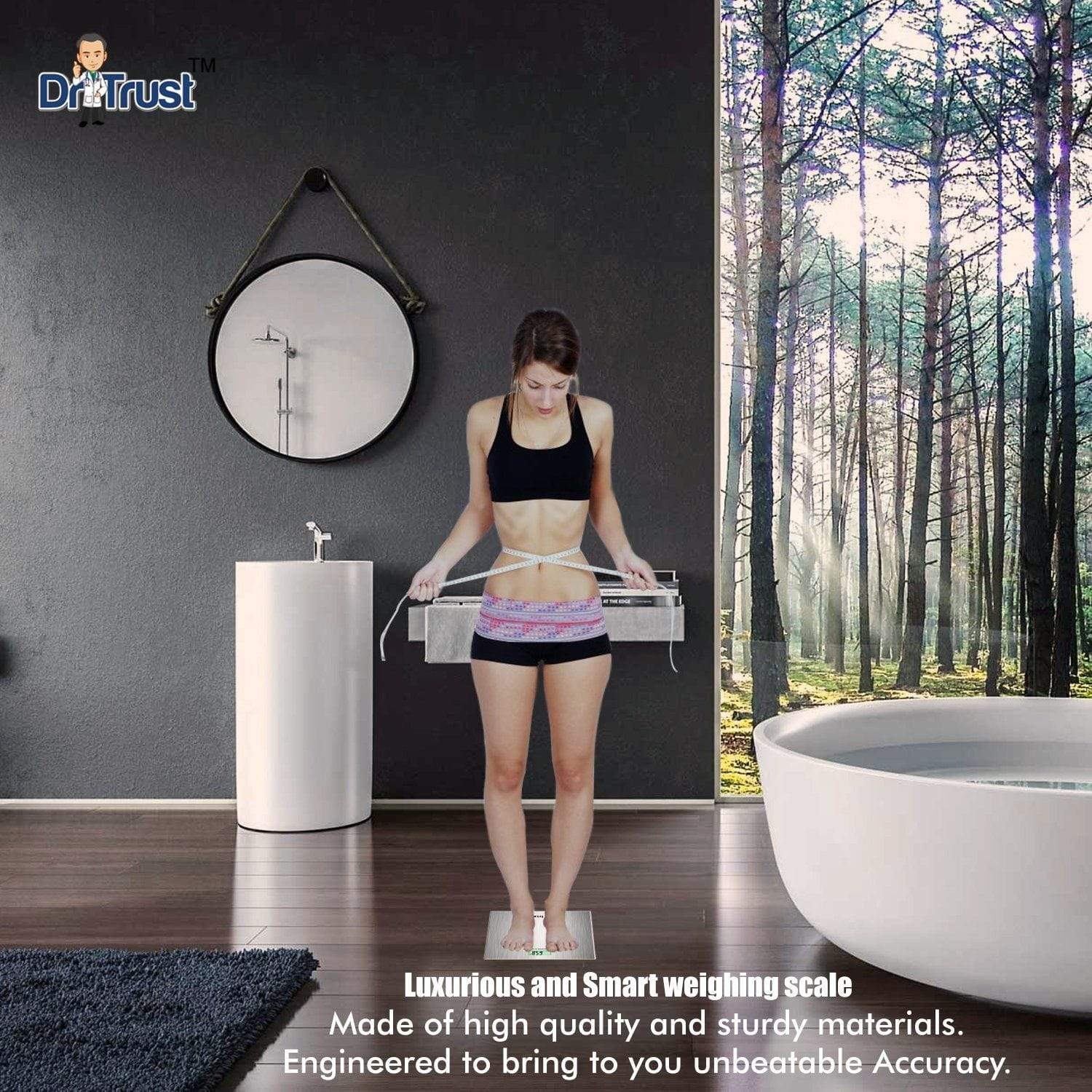 Dr Trust USA Platinum Digital Bathroom Scale - Accurate Weight Measurement for Home, Gym & Health Tracking - Non-Rechargeable Battery Operated