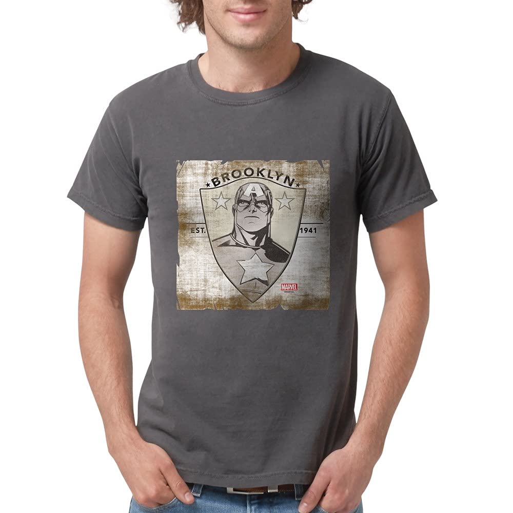 Captain America Brooklyn T-Shirt for Men | Comfort Colors® Cotton Tee | Superhero Graphic Apparel for Casual Wear & Marvel Fan Gifts
