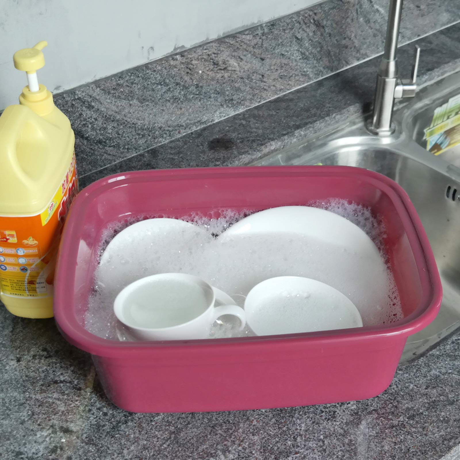 Farmoon 12 Quart Rectangular Plastic Wash Basin - 3 Pack Dishpan for Kitchen Sink, Laundry, Camping & Outdoor Use - Durable Multipurpose Tub for Washing Dishes, Clothes & Pet Care