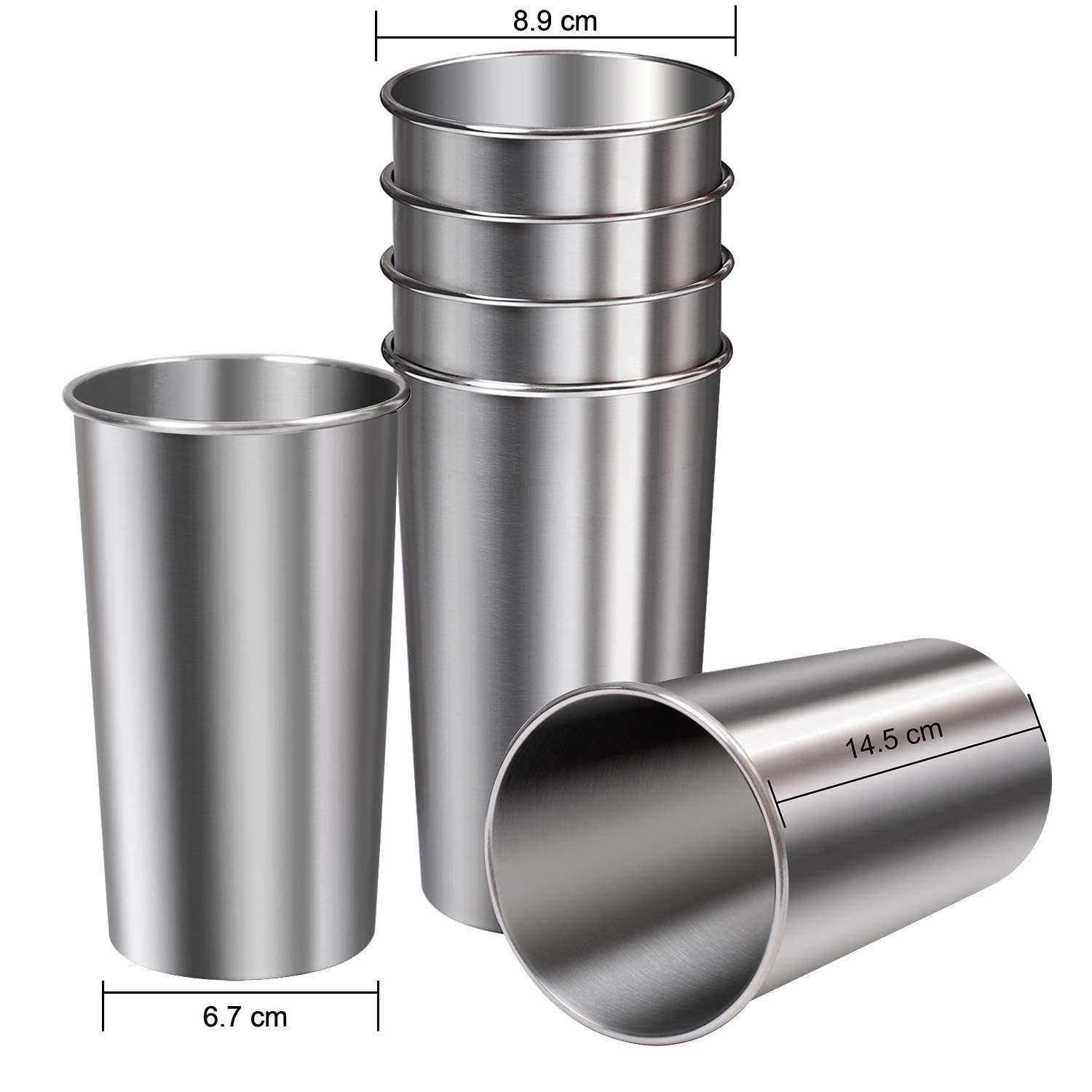 Ruisita 6 Pack 20 oz Stainless Steel Cups - Shatterproof, Stackable Metal Drinking Glasses for Adults & Kids (20 oz/600 ml) - Perfect for Camping, Picnics, Parties & Outdoor Adventures
