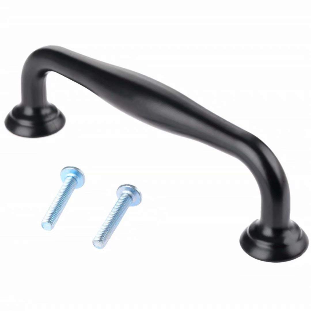6-Pack Black Cabinet Handles & Drawer Pulls - Durable Zinc Alloy Minimalist Cupboard Door Handles for Kitchen Cabinets, Dressers & Home Decor (96mm) - Perfect for Modern Kitchen Renovation & Furniture Upgrade