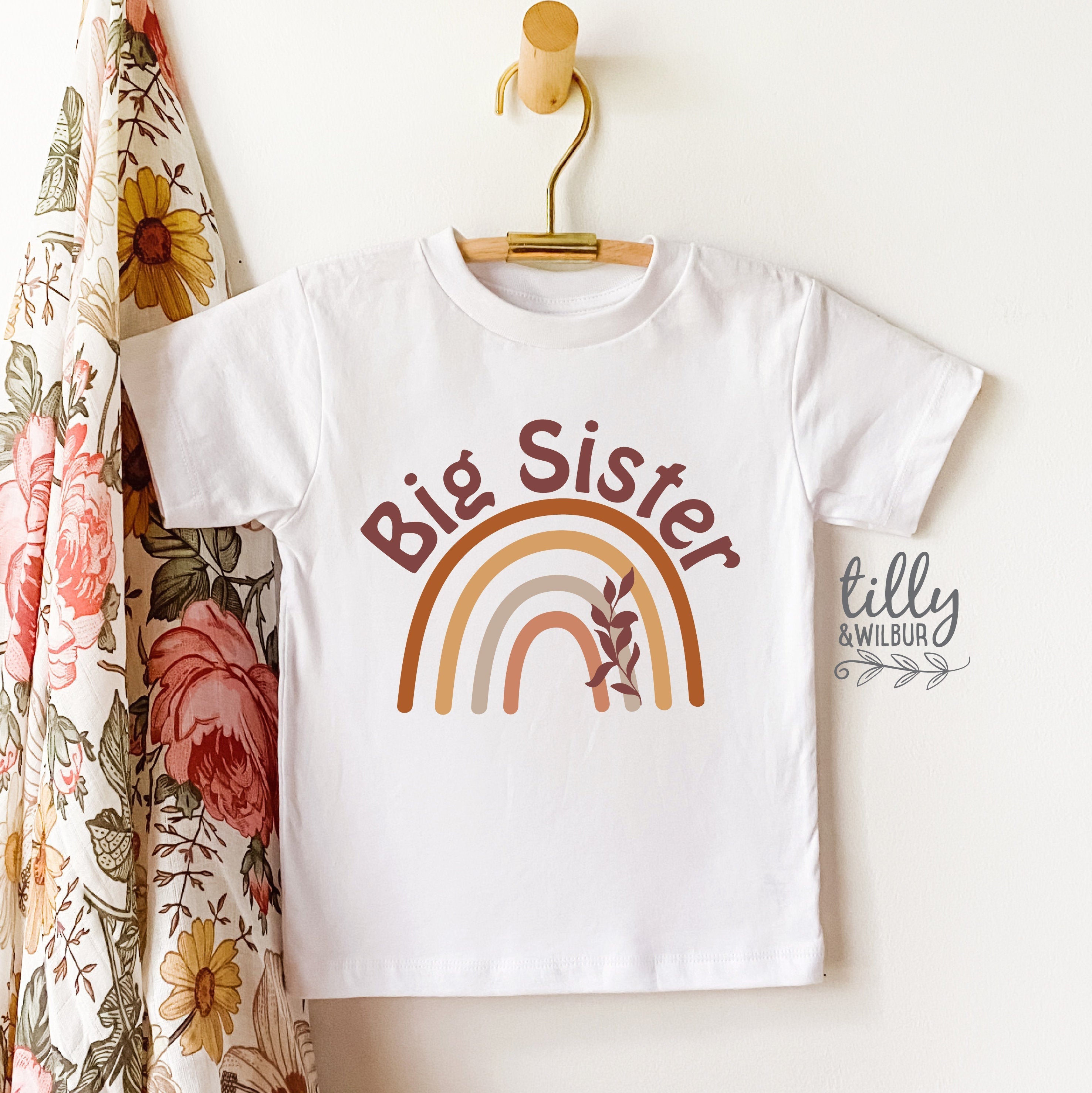 Big Sister Rainbow T-Shirt - Cute & Colorful Sibling Matching Outfits for Sisters | Perfect for Family Photos, Birthdays & Special Occasions