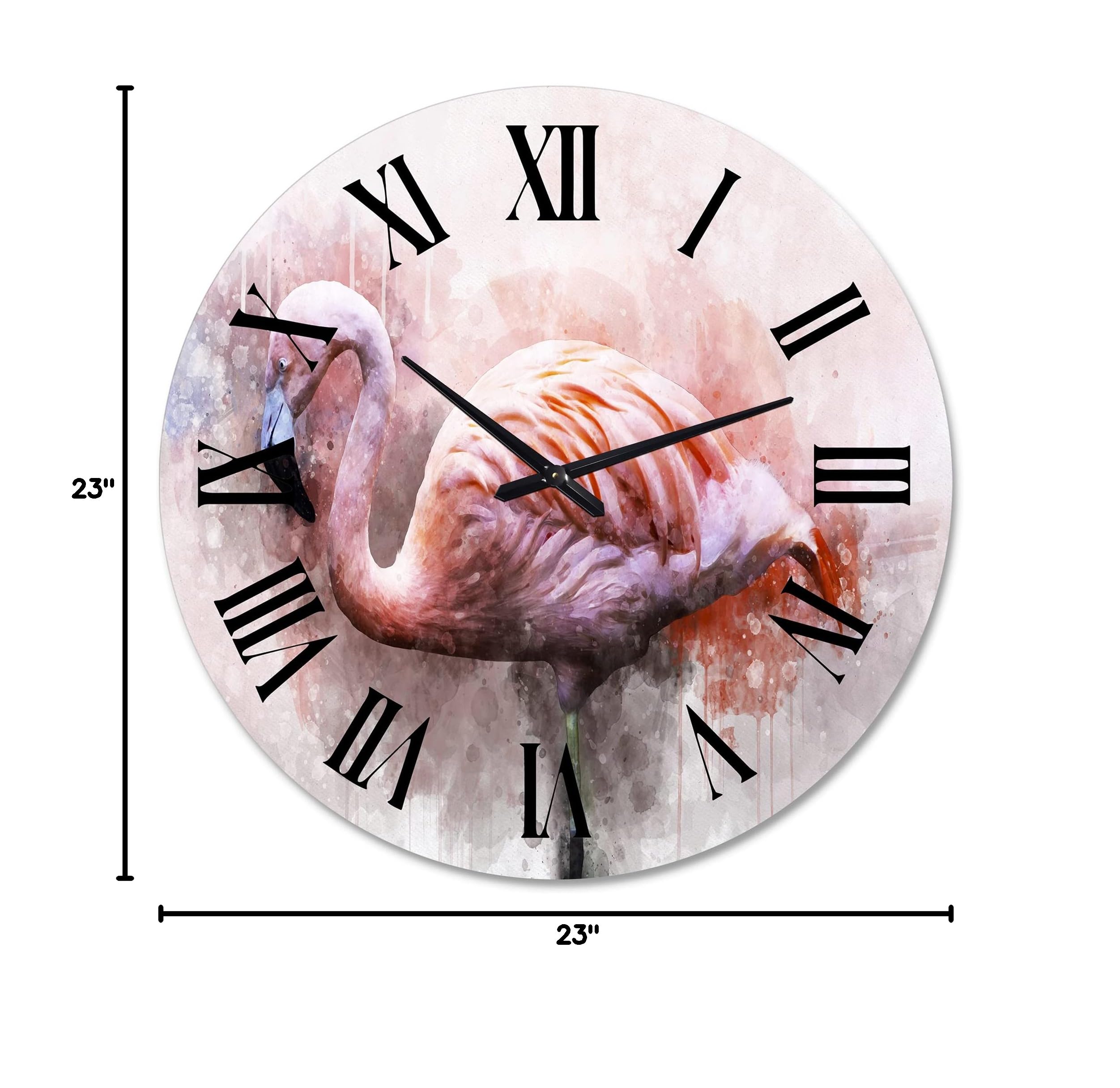 Farmhouse Wall Clock with Pink Flamingo Design - Large Decorative Clock for Kitchen, Living Room & Bedroom - Perfect for Home Decor and Gift Giving
