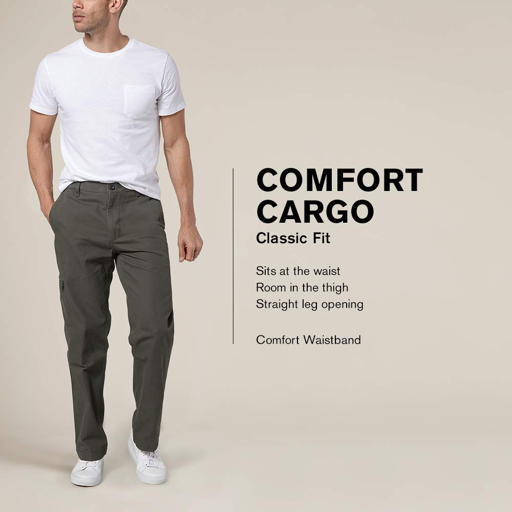 Dockers Men's Classic Fit Comfort Cargo Pants - Relaxed Fit Stretch Khaki Pants for Work & Casual Wear | Durable & Comfortable for Office, Travel & Outdoor Activities