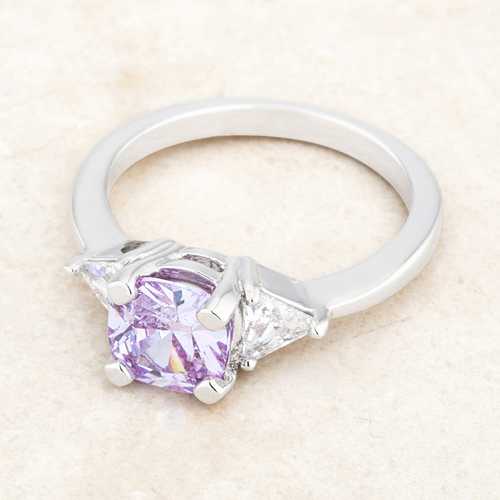 1.8ct Lavender Cubic Zirconia Rhodium Plated Cushion Cut Statement Ring for Women - Elegant Evening Wear & Special Occasion Jewelry Gift