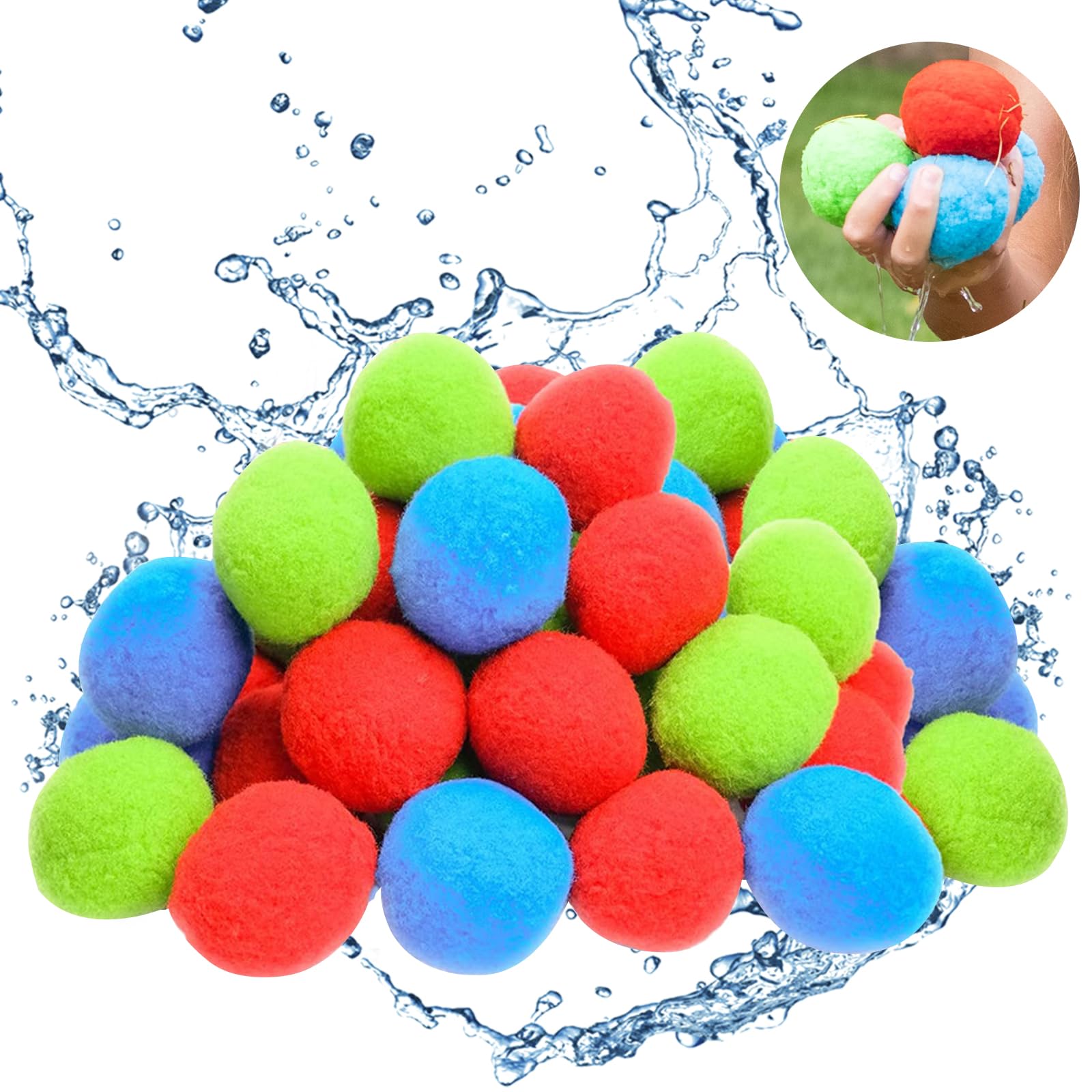 50 Automatic Shut-Off Water Balloons - Fast Fill Water Bomb Sponge Balls for Kids - Summer Outdoor Water Games, Pool Parties & Backyard Fun