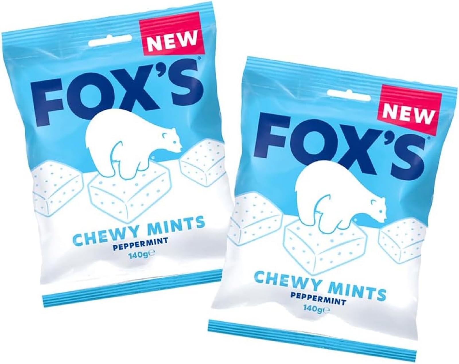 Fox's Chewy Mints Peppermint Candy - 140g (Pack of 2) - Refreshing Breath Mints for Office, Travel & After Meals