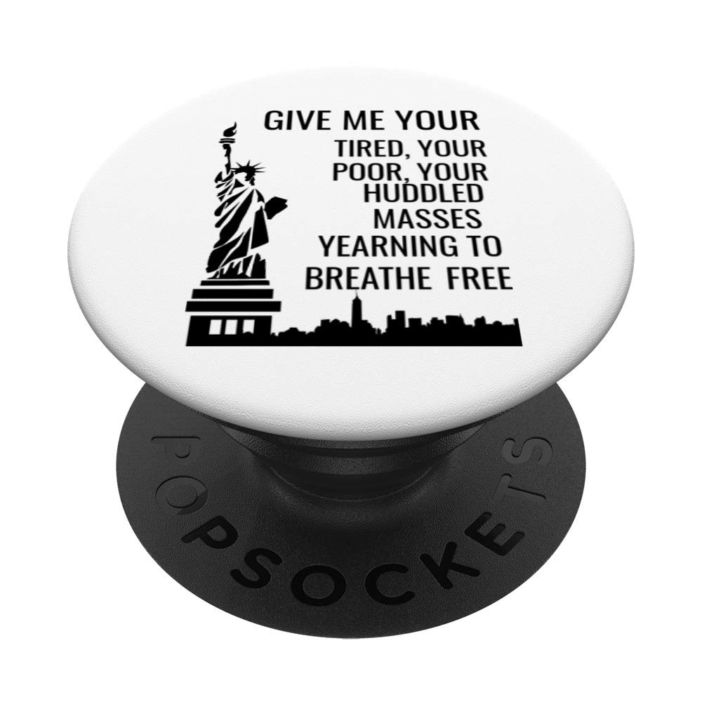 USA Statue of Liberty New Colossus Emma Lazarus Quote PopSockets - Phone & Tablet Grip Stand with Swappable Cover - Perfect for Travel, Commuting & Everyday Use
