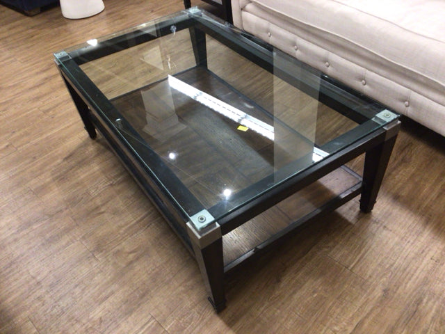 Vintage Burl Wood Coffee Table with Glass Top - Mid-Century Modern Style for Living Room, Lounge & Office Decor