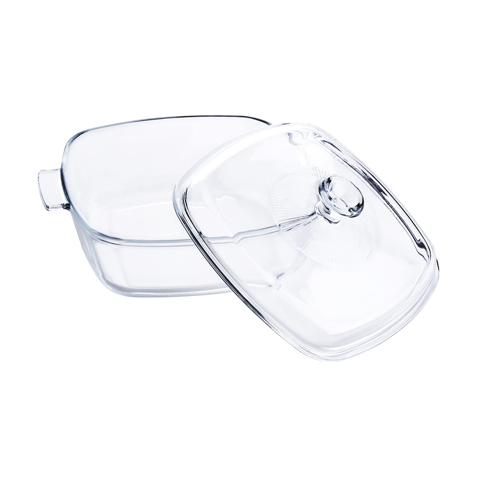 Clear Square Glass Casserole Dish with Lid - 1.2 Quart Oven Safe Baking Pan, Freezer & Dishwasher Friendly - Perfect for Lasagna, Casseroles, Meal Prep & Holiday Cooking