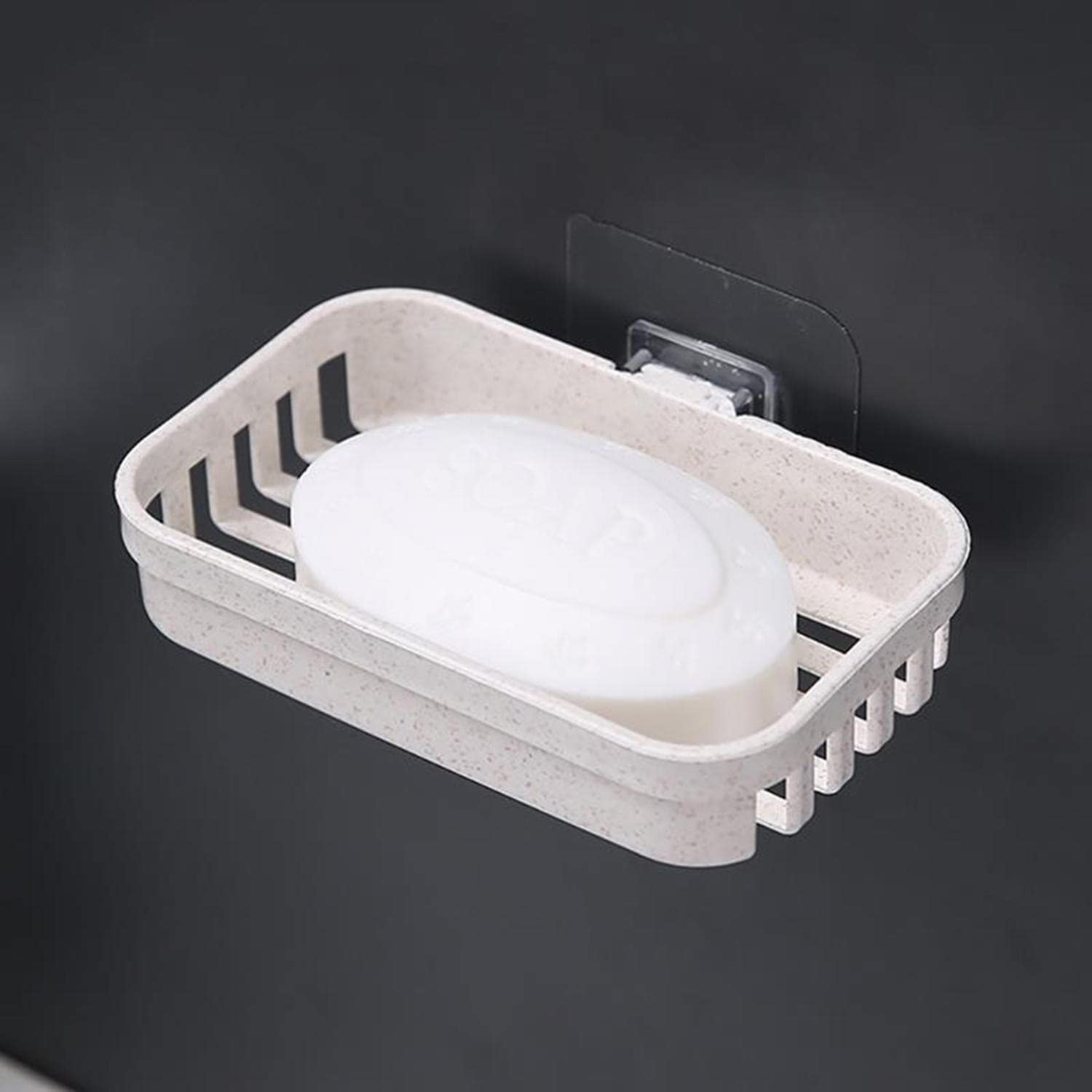 Wall Mounted Double Layer Soap Dish with Drain Tray - No Drill Adhesive Soap Holder for Kitchen, Bathroom - Perfect for Sponge Storage & Soap Organization (White, 2-Pack) - Ideal for Small Spaces, Apartments & RVs