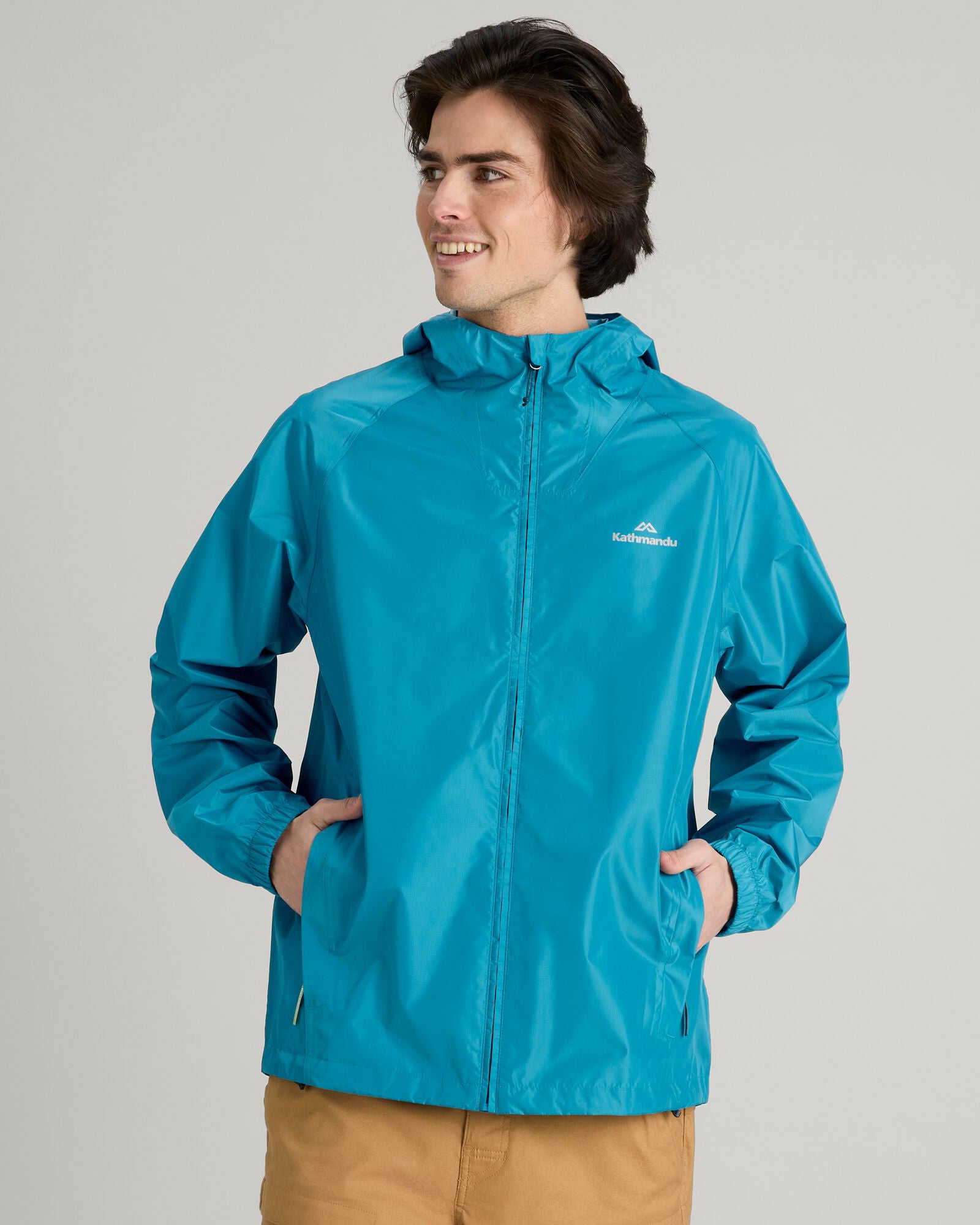Waterproof Men's 2-Layer Rain Jacket with Pockets - Lightweight & Breathable for Hiking, Camping & Outdoor Activities