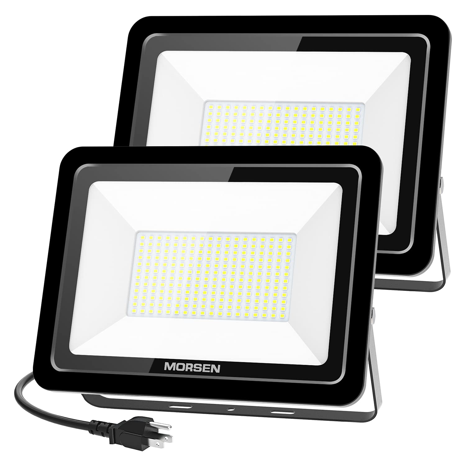 2 Pack 200W LED Flood Lights Outdoor - 22000LM Super Bright, IP66 Waterproof, 5000K Daylight White - ETL & UL Listed Plug - Perfect for Yard, Garden, Parking Lot & Building Facade Lighting