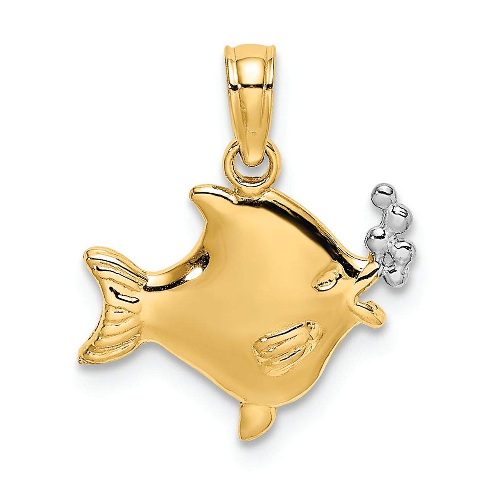 FJC Finejewelers 14K Two-Tone Gold Fish Charm with White Bubble Details - Perfect for Bracelets, Necklaces & Jewelry Making | Gift for Fishermen, Ocean Lovers & Birthdays
