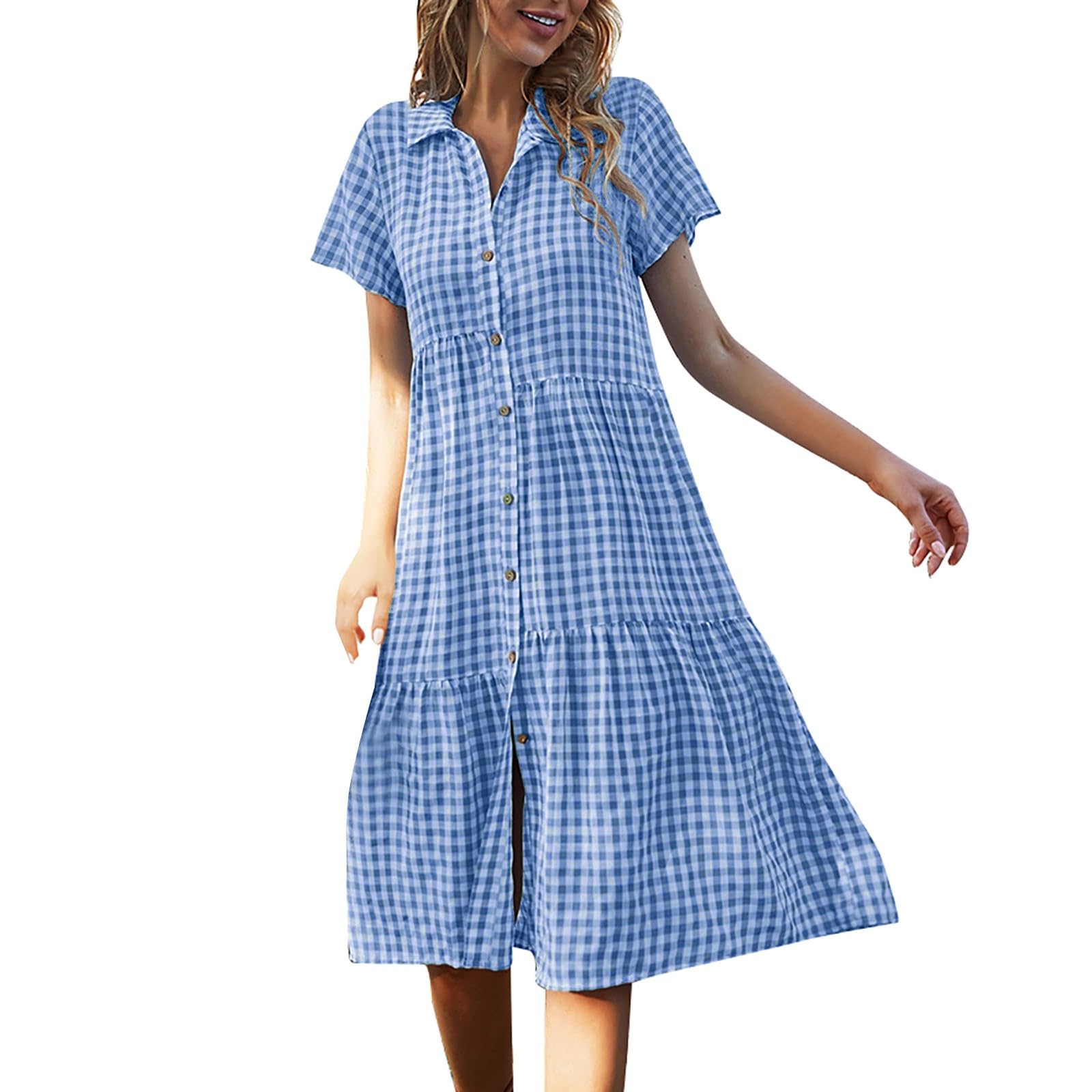 Trendy Plaid Gingham Summer Dresses for Women 2024 - Casual Sundress with Pockets, Sizes S-XL - Perfect for Beach Vacations, Picnics & Summer Outings