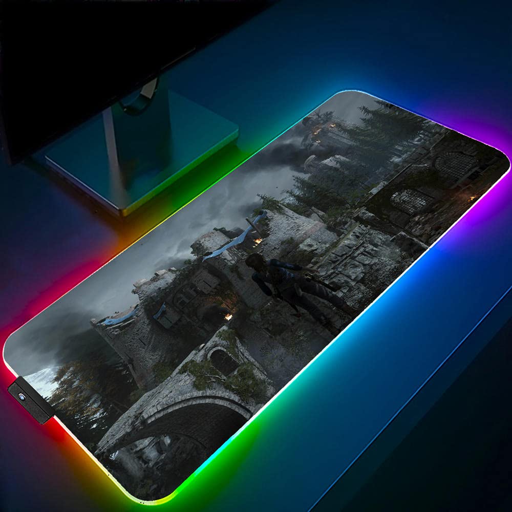 Tomb Raider RGB Gaming Mouse Pad - Large LED Illuminated Mouse Mat with Colorful Lighting for PC & Computer, 600x300x4mm - Perfect for Gaming Setups, Office Desks & Streaming Studios