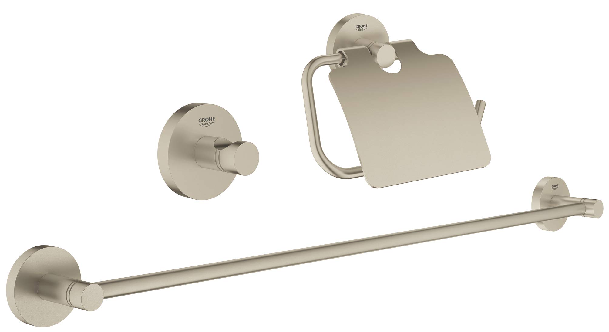 Growe 40775EN1 Essentials City Bathroom Faucet Set 3-in-1 Brushed Nickel Finish - Perfect for Modern Bathroom Vanity, Guest Bath & Powder Room Renovations