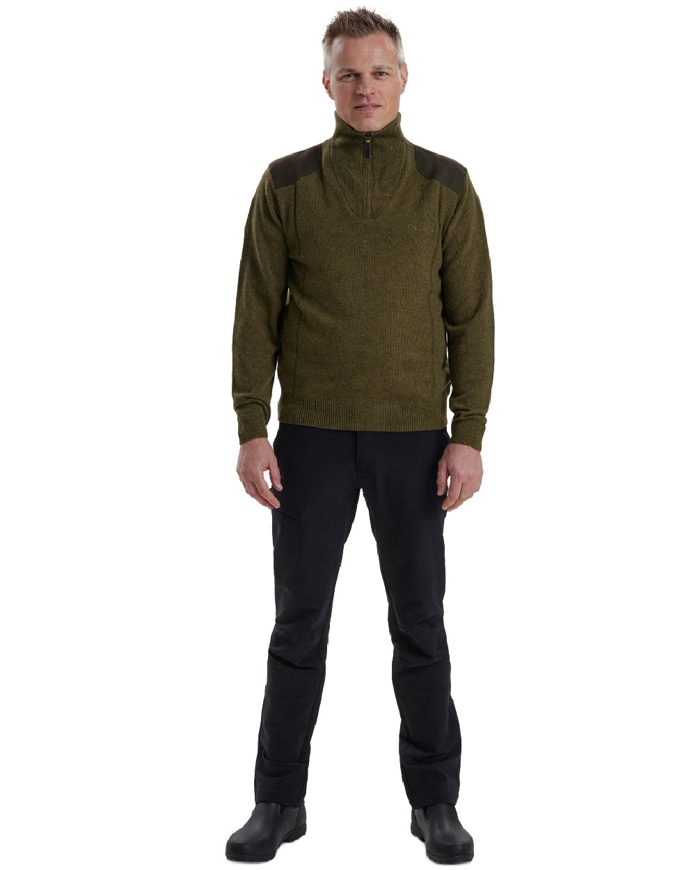 Deerhunter Sheffield Zip Neck Sweater for Men - Warm Fleece Pullover with Full-Zip, Casual Winter Knitwear for Outdoor Activities and Daily Wear