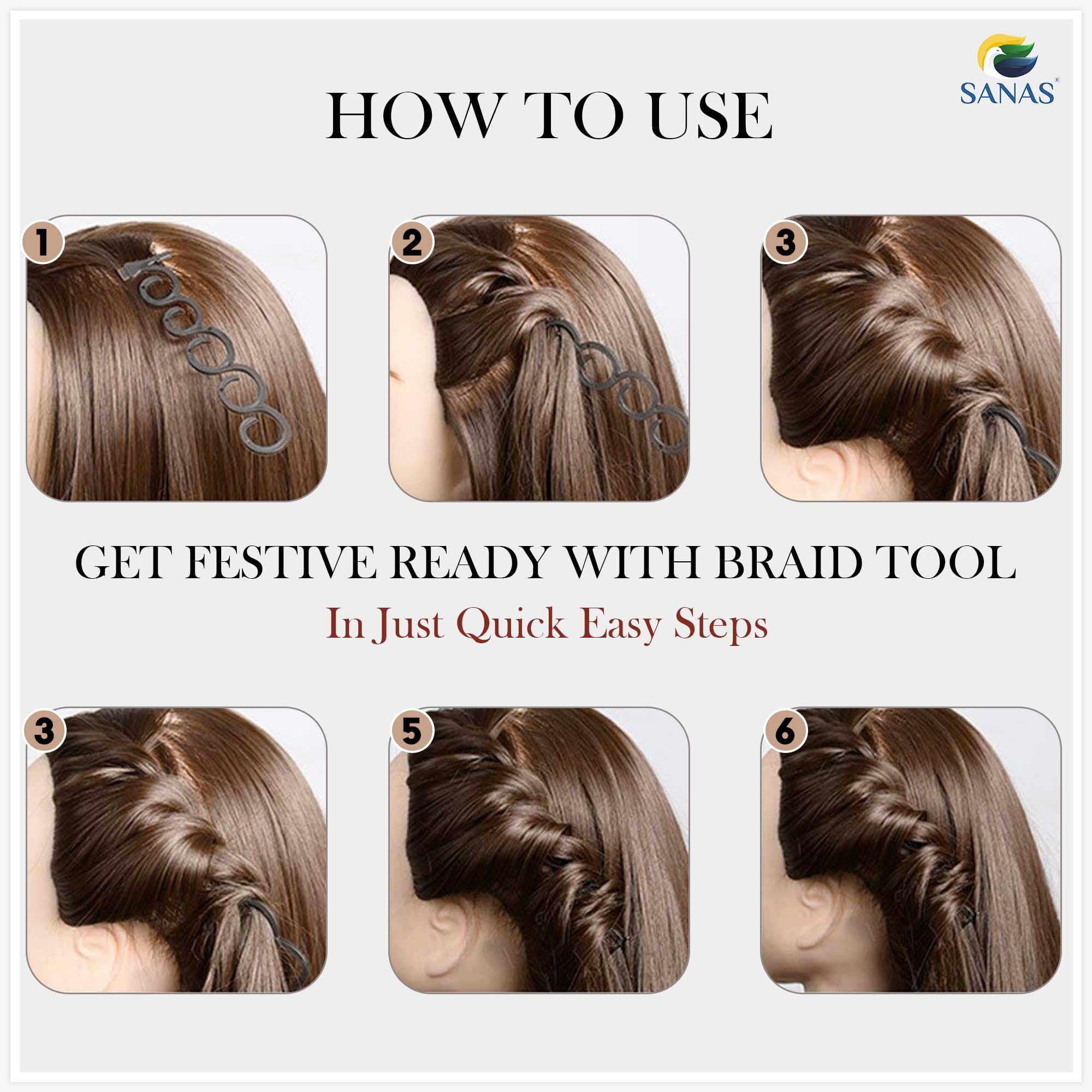 Sanas Spider Hair Braider Tool - 2 Pcs Black Hair Braiding & Weaving Tool for Women & Girls | Twist & Roll Hair Styling Accessory | Perfect for Salon, Home Use & DIY Hairstyles