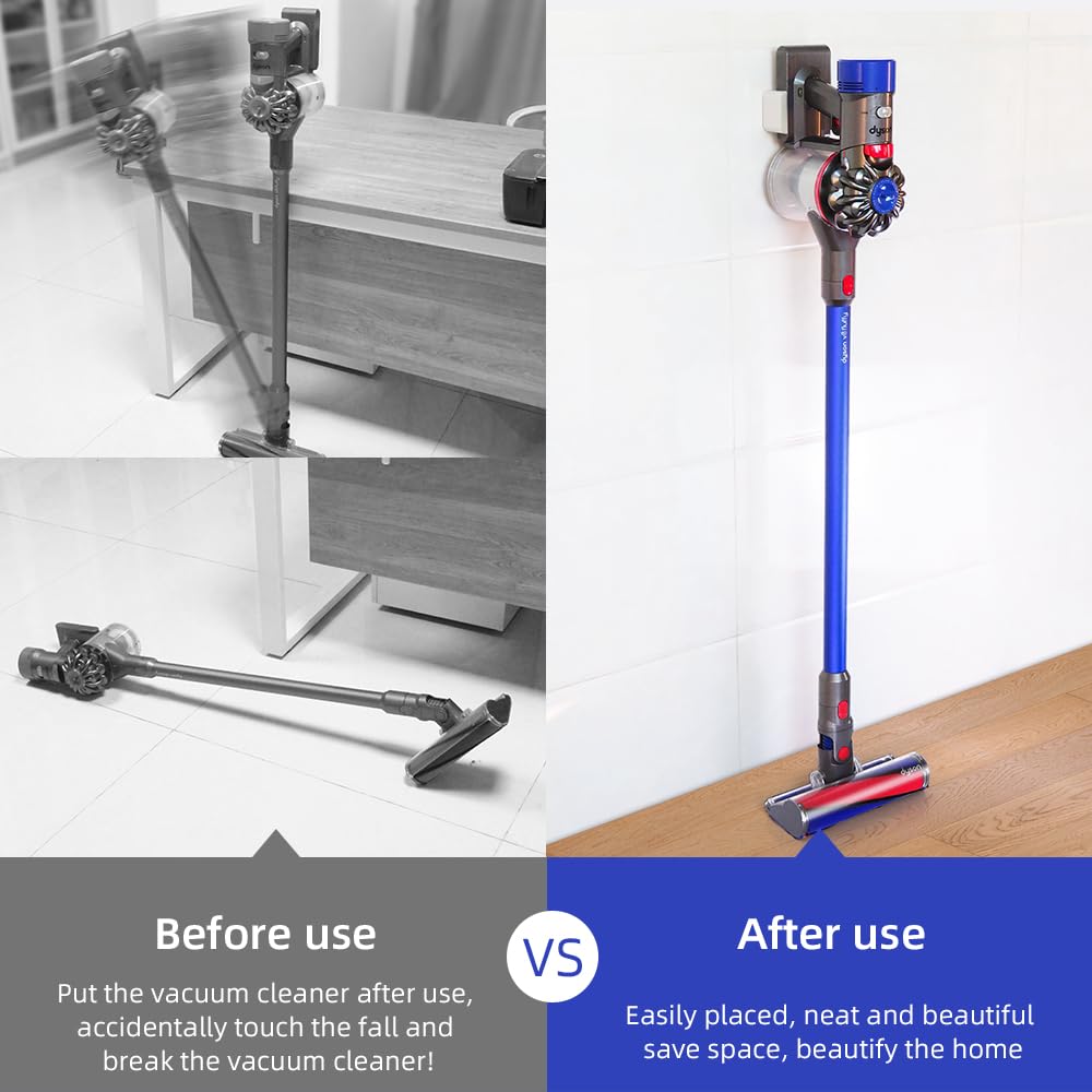 Dyson V7 V8 Vacuum Cleaner Wall Mount Stand - Storage Holder & Bracket Organizer for Dyson V7 V8 (White) | Perfect for Garage, Laundry Room & Closet Organization