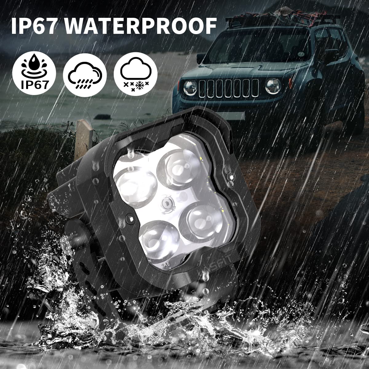 LASFIT 3 Inch Yellow LED Fog Lights - 36W Off-Road LED Pods with TIR Optics (Pair) - Perfect for Trucks, Jeeps & ATVs in Low Visibility Conditions