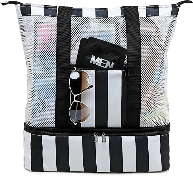 Bluboon Insulated Mesh Beach Tote Bag with Detachable Cooler - Waterproof Pool Bag for Women | Perfect for Swimming, Picnics & Summer Travel
