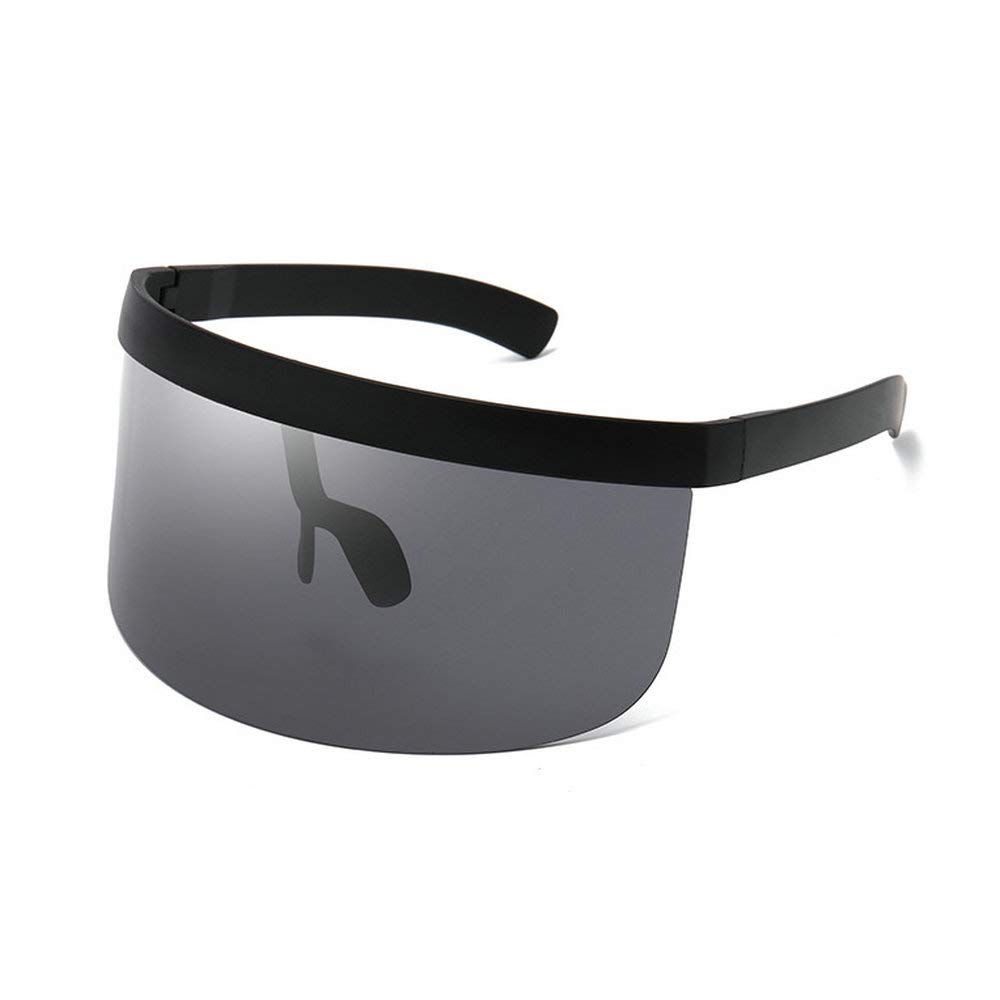 Futuristic Oversize Shield Sunglasses - Flat Top Mirrored for Outdoor Sports