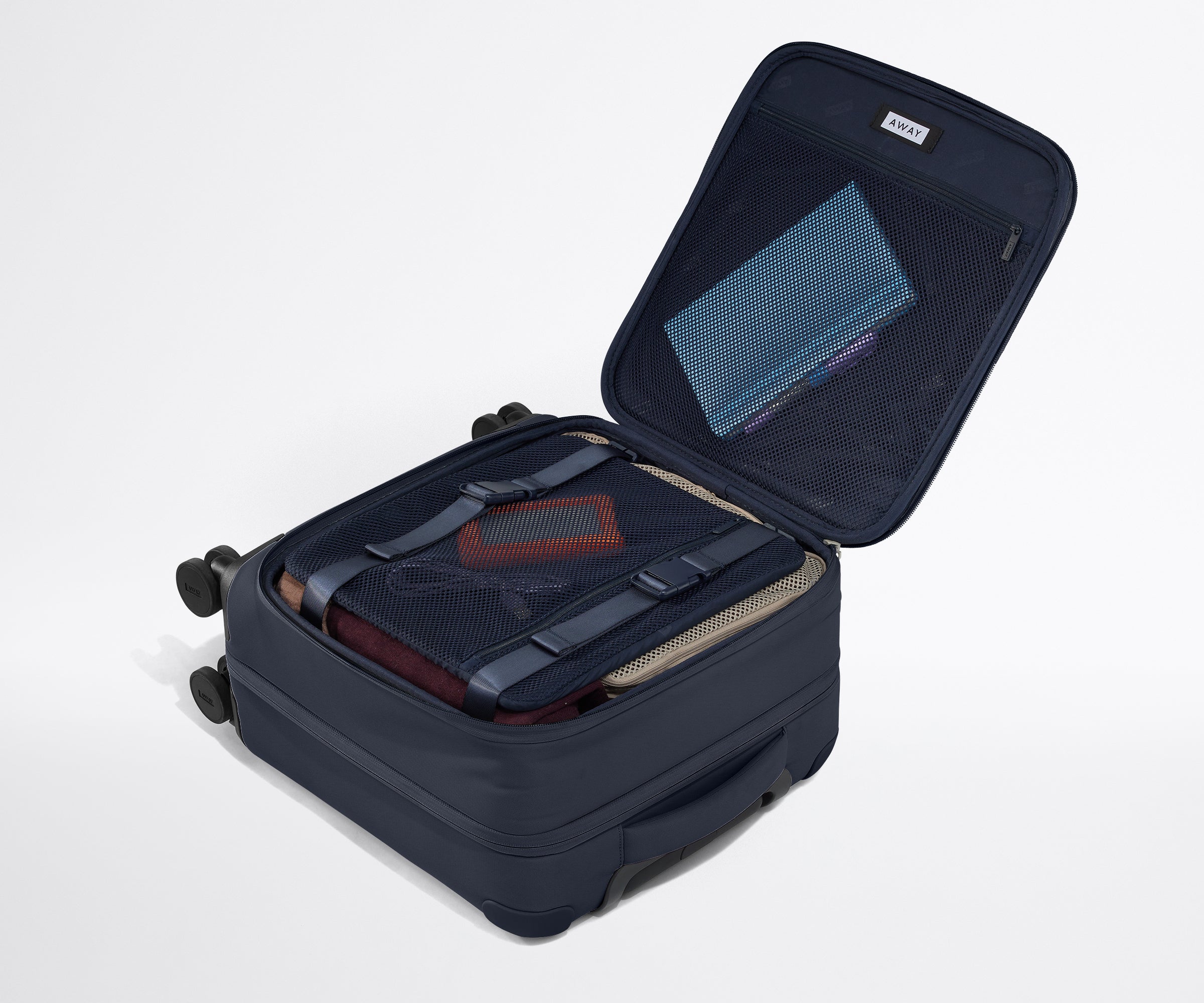Softside Compact Carry On Luggage in Navy Blue - Lightweight & Durable Suitcase for Air Travel & Weekend Getaways