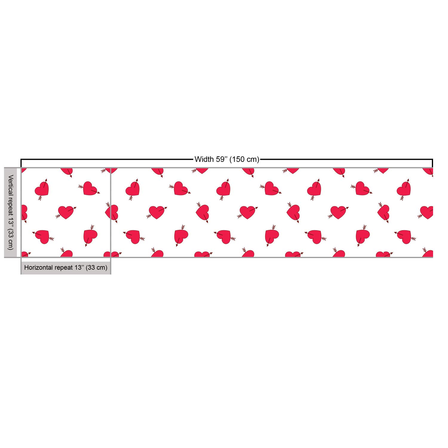 Ambesonne Valentine's Day Fabric by The Yard - Cartoon Hearts with Arrows Love Passion Romance Print - 10 Yards Dark Coral Brown White Upholstery Fabric for DIY Home Decor, Pillows, Curtains & Table Runners