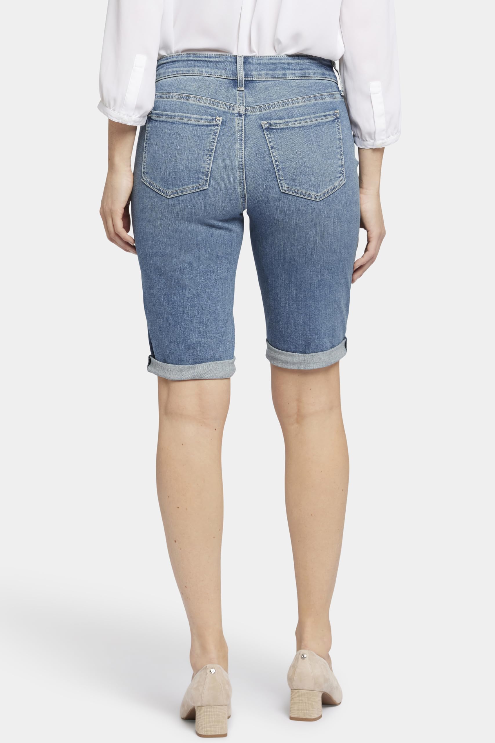NYDJ Women's Briella Roll Cuff Jean - Slimming Denim Shorts for Women, High Waist Long Shorts | Perfect for Summer Outfits, Casual Wear & Beach Vacations