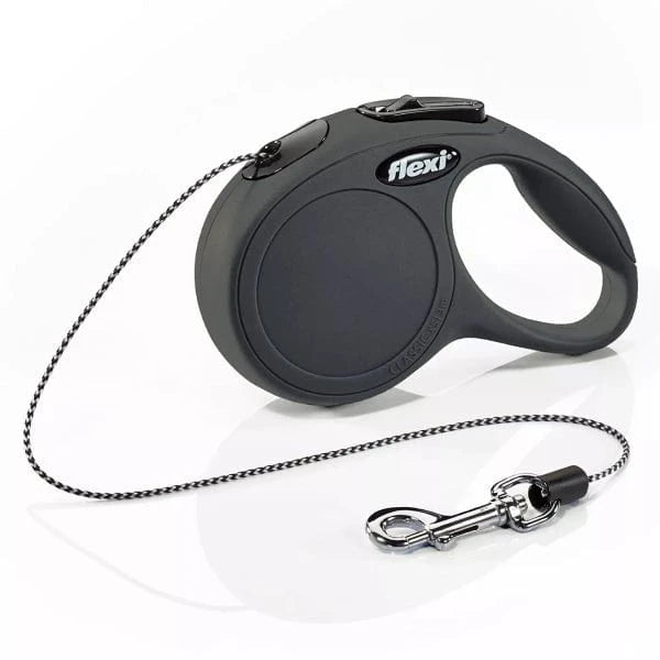 Flexi New Classic Retractable Dog Leash - 16ft Extendable Pet Lead with Comfort Grip Handle for Walking, Running & Outdoor Adventures (Black)
