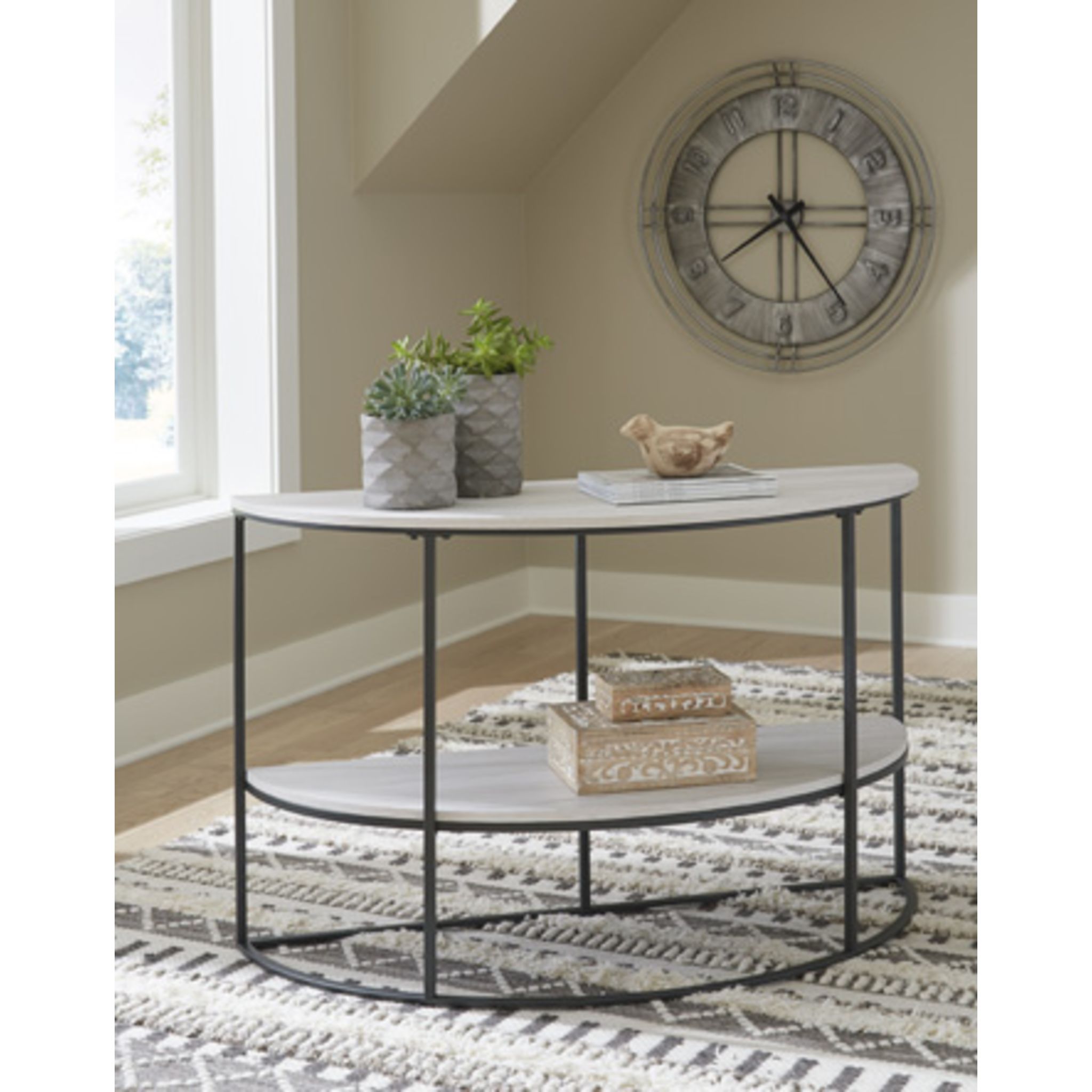 Bayflynn Sofa Table - Whitewash Finish, Modern Console Table for Living Room, Entryway, or Behind Couch - Perfect for Home Decor & Storage