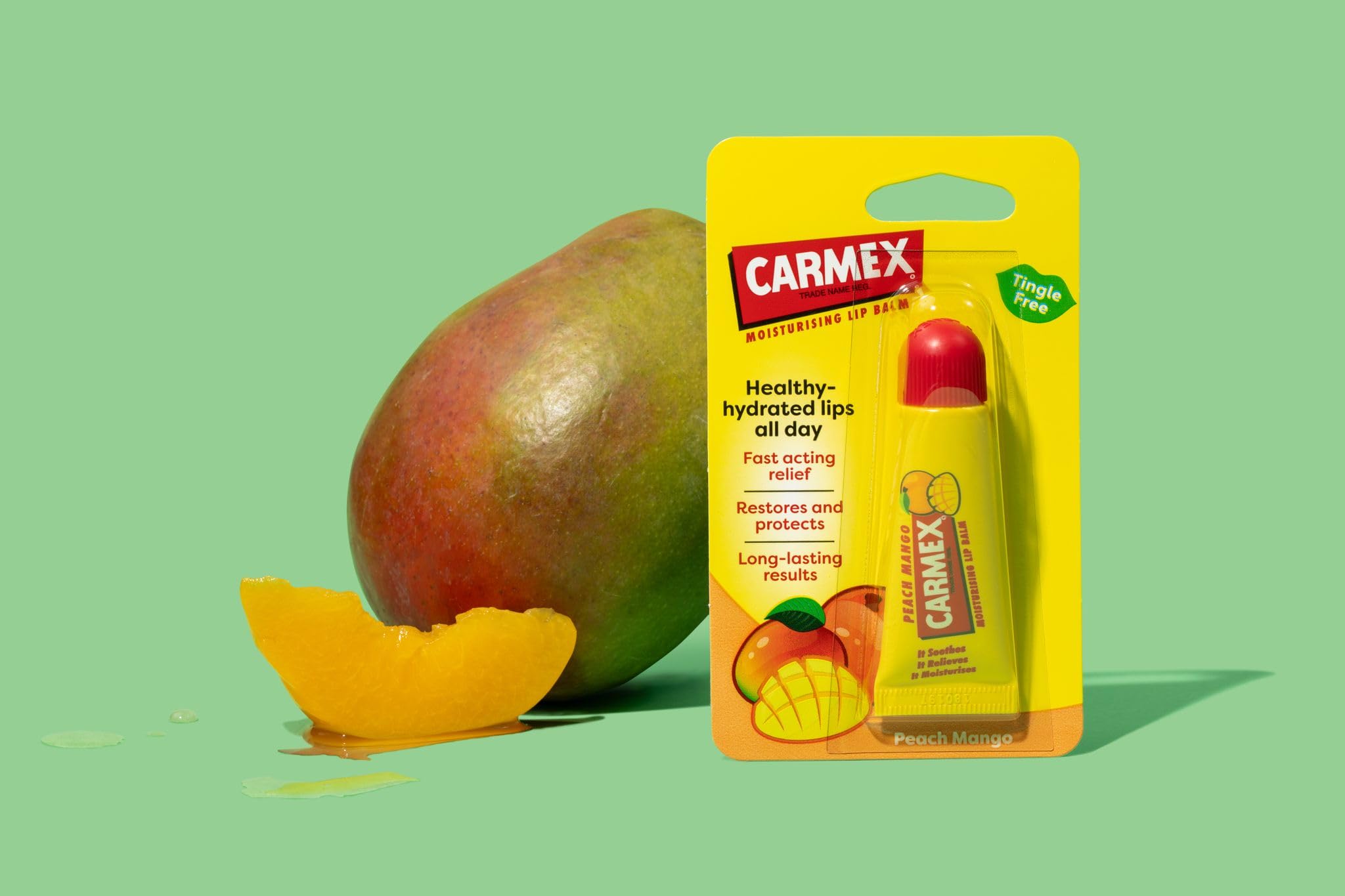 Carmex Peach Mango Lip Balm Tube - Hydrating & Soothing Lip Treatment with Vaseline, Vitamin E & Beeswax for Dry, Chapped Lips (12 x 10g) | Perfect for Winter Care, Daily Moisturizing & On-The-Go Lip Protection