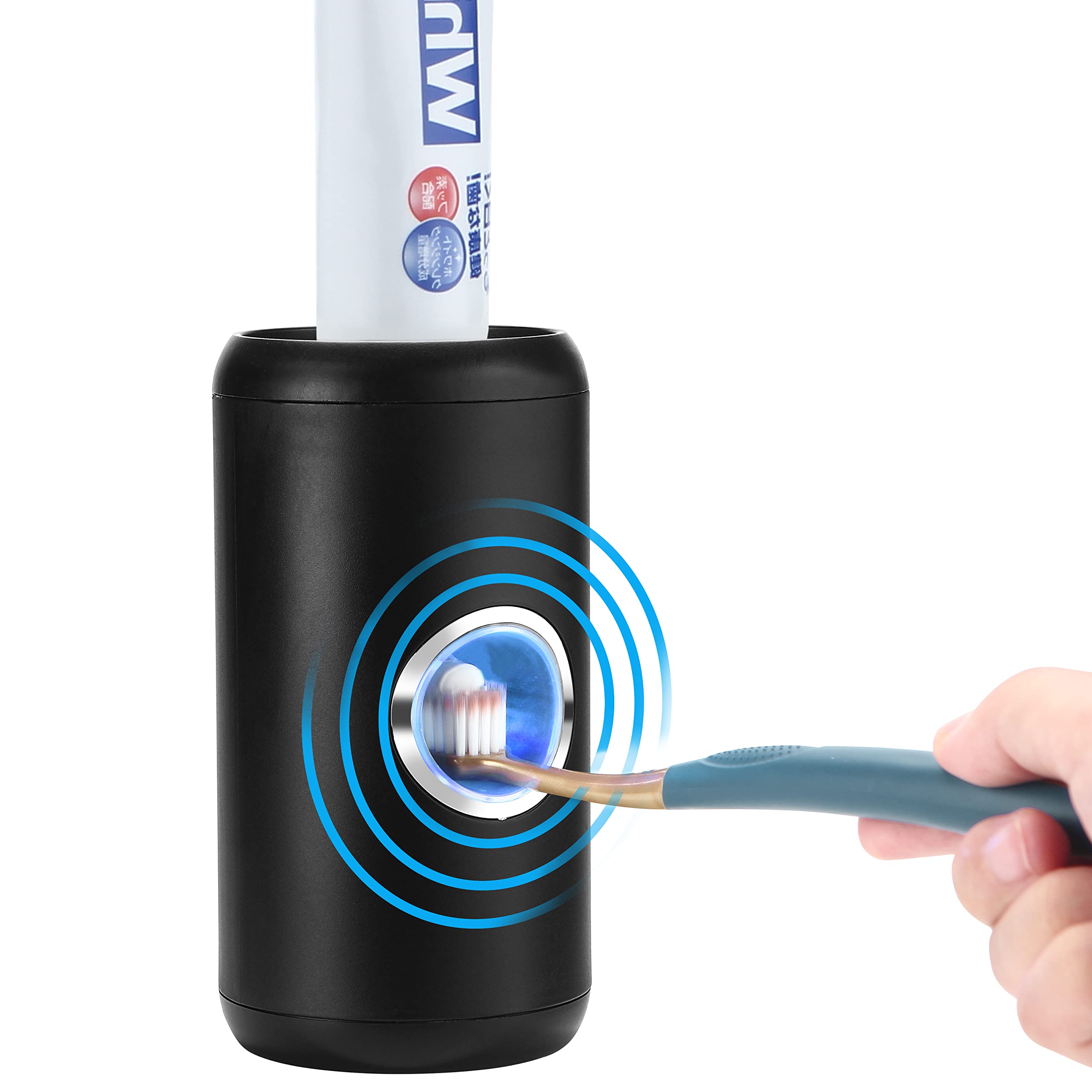 ANBAGE Automatic Toothpaste Squeezer - Wall Mounted Toothpaste Dispenser for Bathroom Organization | Black Toothpaste Tube Roller & Storage Accessory for Kids | Perfect for Small Bathrooms, Dorm Rooms & Travel