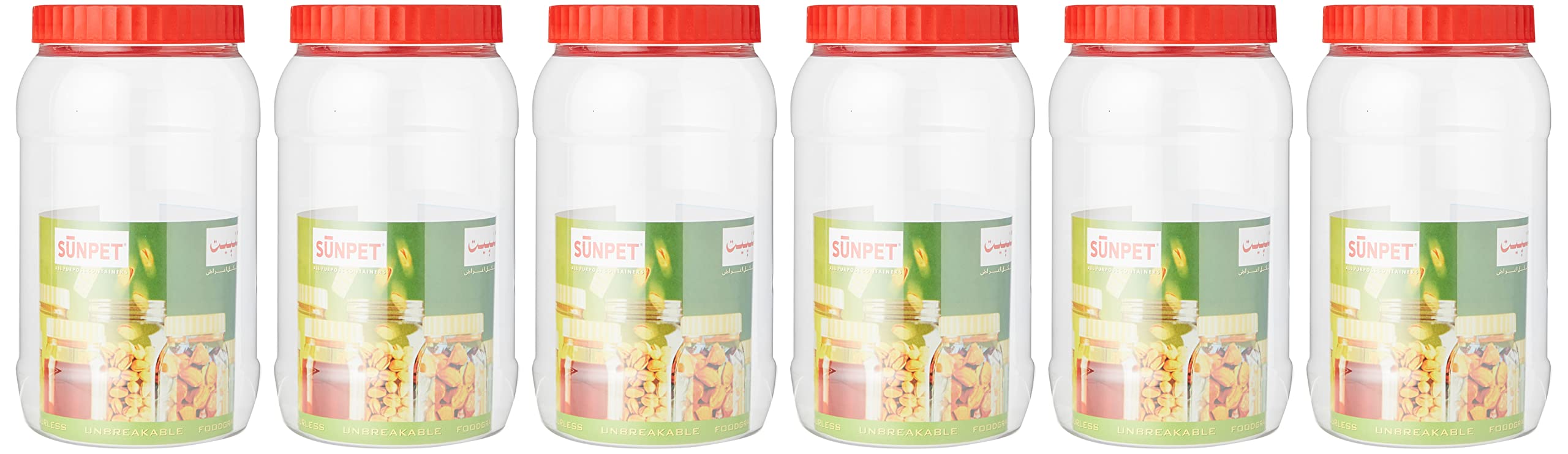 6-Pack 2000ml Red Plastic Food Storage Canisters - Airtight Kitchen Containers for Flour, Sugar, Rice & Dry Goods | BPA-Free Pantry Organization