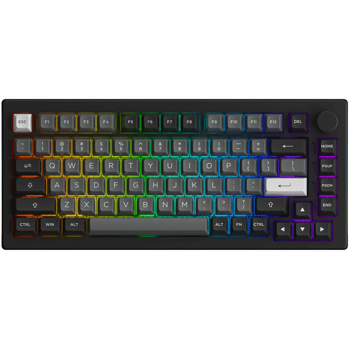 Akko 5075B Plus 75% Wireless Mechanical Keyboard - Black & Silver, RGB Backlit, Creamy Blue Switches for Gaming, Typing & Office Work