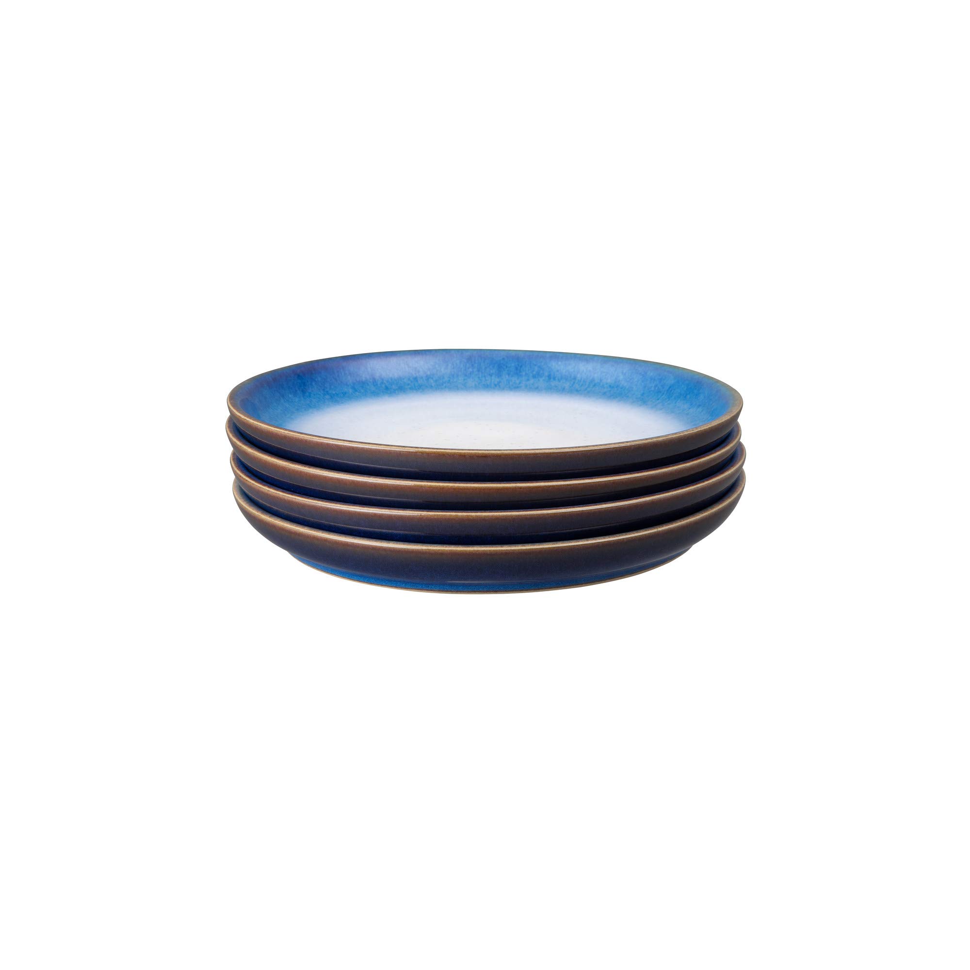 Denby Blue Haze Coupe Small Plates Set of 4 - Microwave & Dishwasher Safe Ceramic Stoneware - Appetizer Plates, Dessert Plates, Side Plates - Perfect for Dinner Parties, Holiday Entertaining & Everyday Use