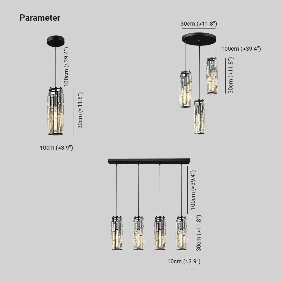 Modern Gold Crystal Cylinder Pendant Light - Elegant Dining Room & Kitchen Island Lighting Fixture for Home Decor