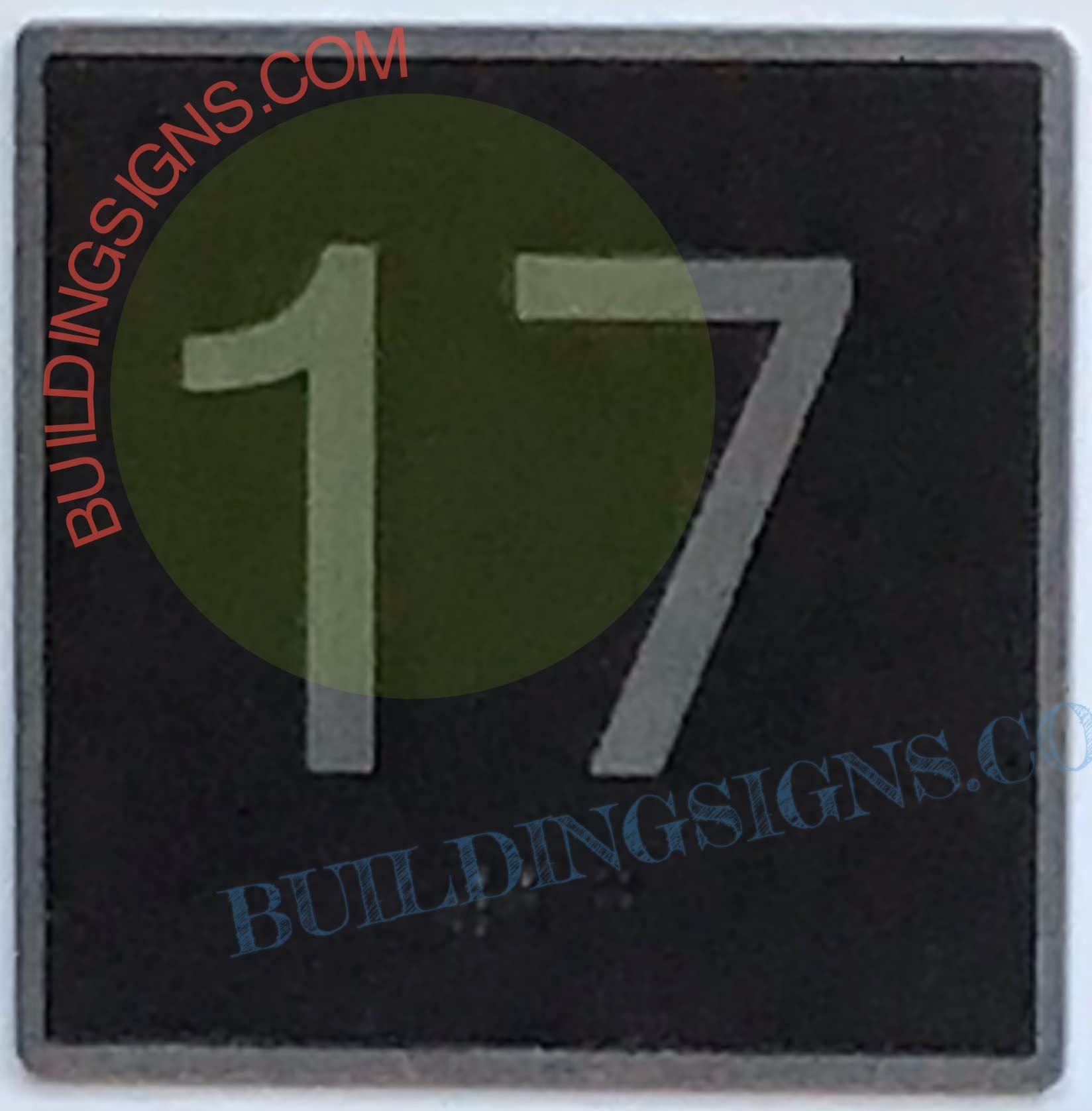 Elevator Floor Number 17 Sign - 4x4 Inch Cast Iron Jamb Plate with Black Background - Durable Metal Elevator Sign for Office Buildings, Hotels & Commercial Spaces
