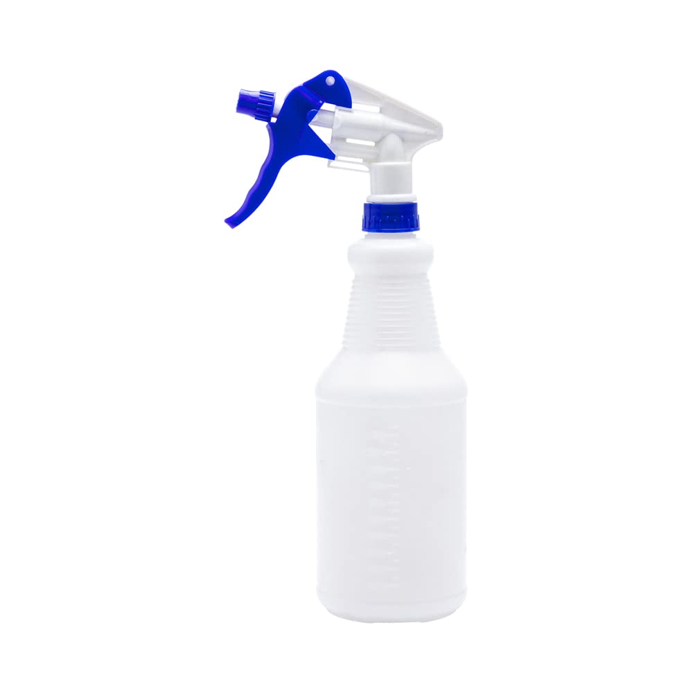 Restaurantware 25oz Cleaning Spray Bottles - Refillable with Measurements, Mist & Stream Modes | Leak-Resistant Blue Plastic Solution Bottles for Home, Commercial & Restaurant Use | Perfect for Disinfecting, Cleaning & Organizing
