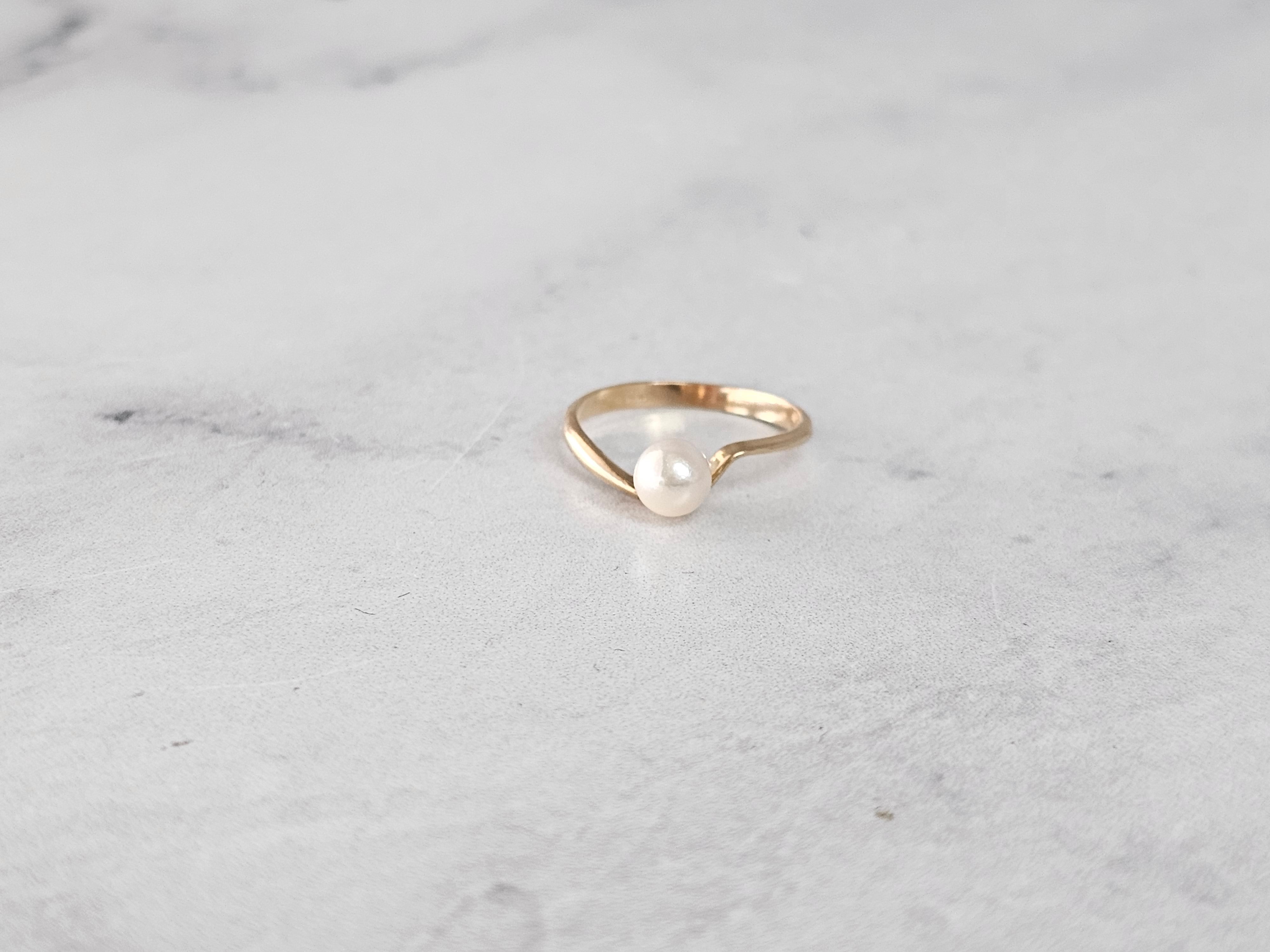 5MM Solitaire Pearl Ring in 14k Yellow Gold - Elegant & Timeless Jewelry for Weddings, Anniversaries & Special Occasions